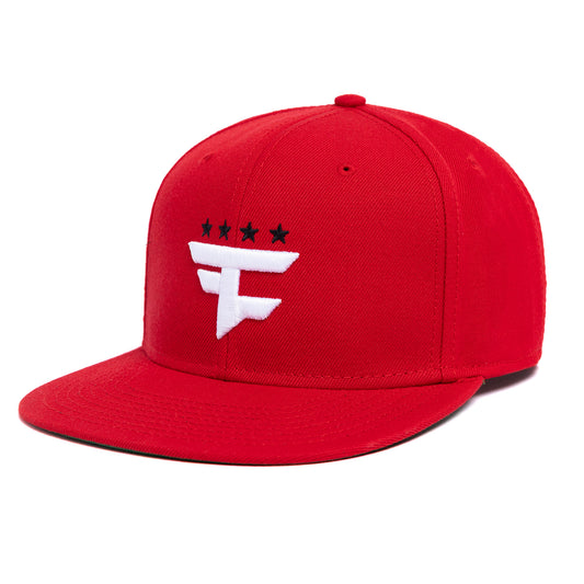 Four Star 3D Snapback Hat (Red)