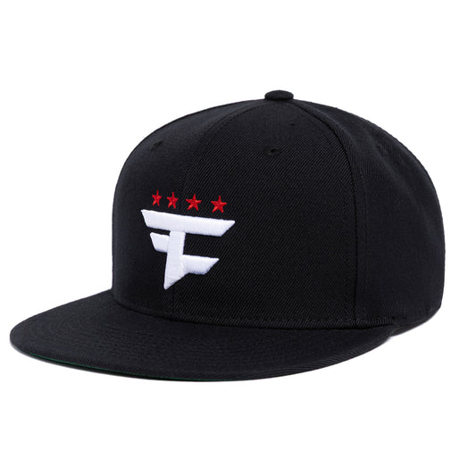 Four Star 3D Snapback Hat (Black)