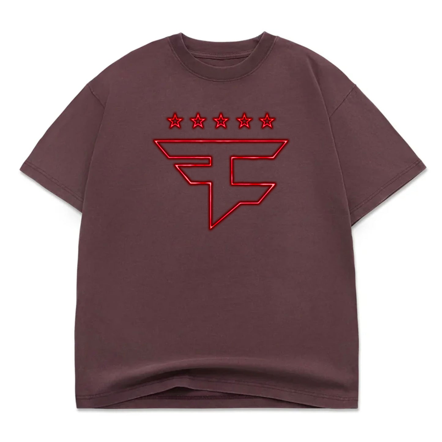 Retro Neon Five Star Tee (Mahogany)