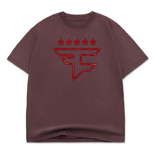 Retro Neon Five Star Tee (Mahogany)