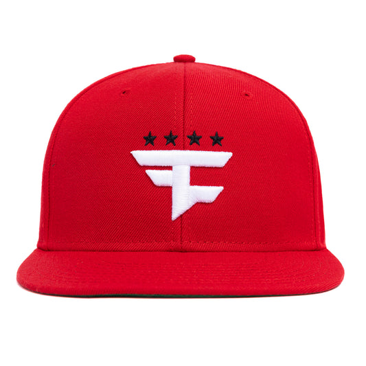Four Star 3D Snapback Hat (Red)