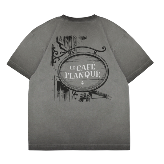 Café Flanqué Tee (Charcoal Oil Wash)