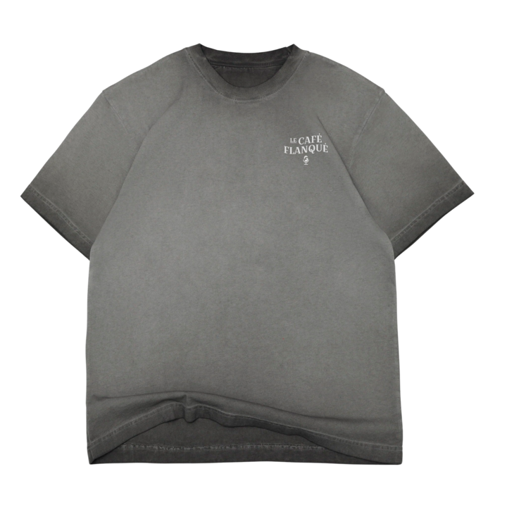 Café Flanqué Tee (Charcoal Oil Wash)